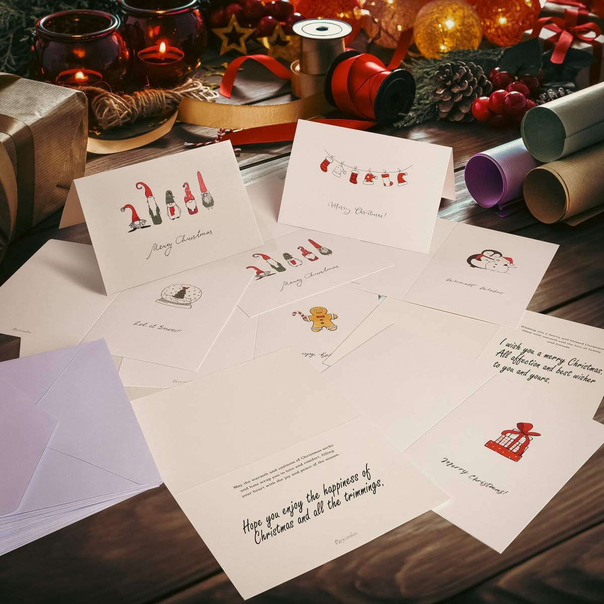 72PCS Christmas Greeting Cards, Envelopes & Stickers Set - Wholesale - PopFun