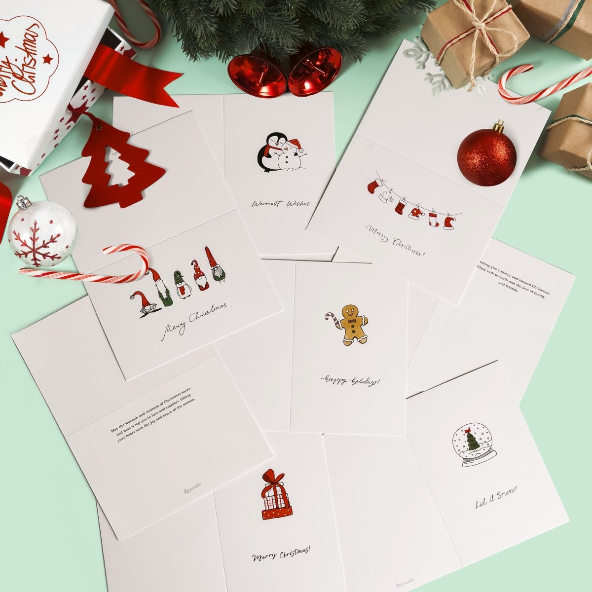 72PCS Christmas Greeting Cards, Envelopes & Stickers Set - Wholesale - PopFun