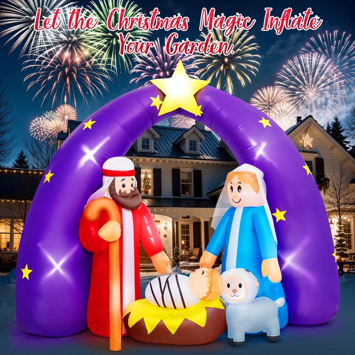 7.5FT Inflatable Christmas Nativity Set | PopFun