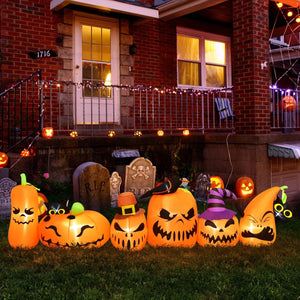7ft Long Halloween Inflatable Horizontal Pumpkins Row - PopFun