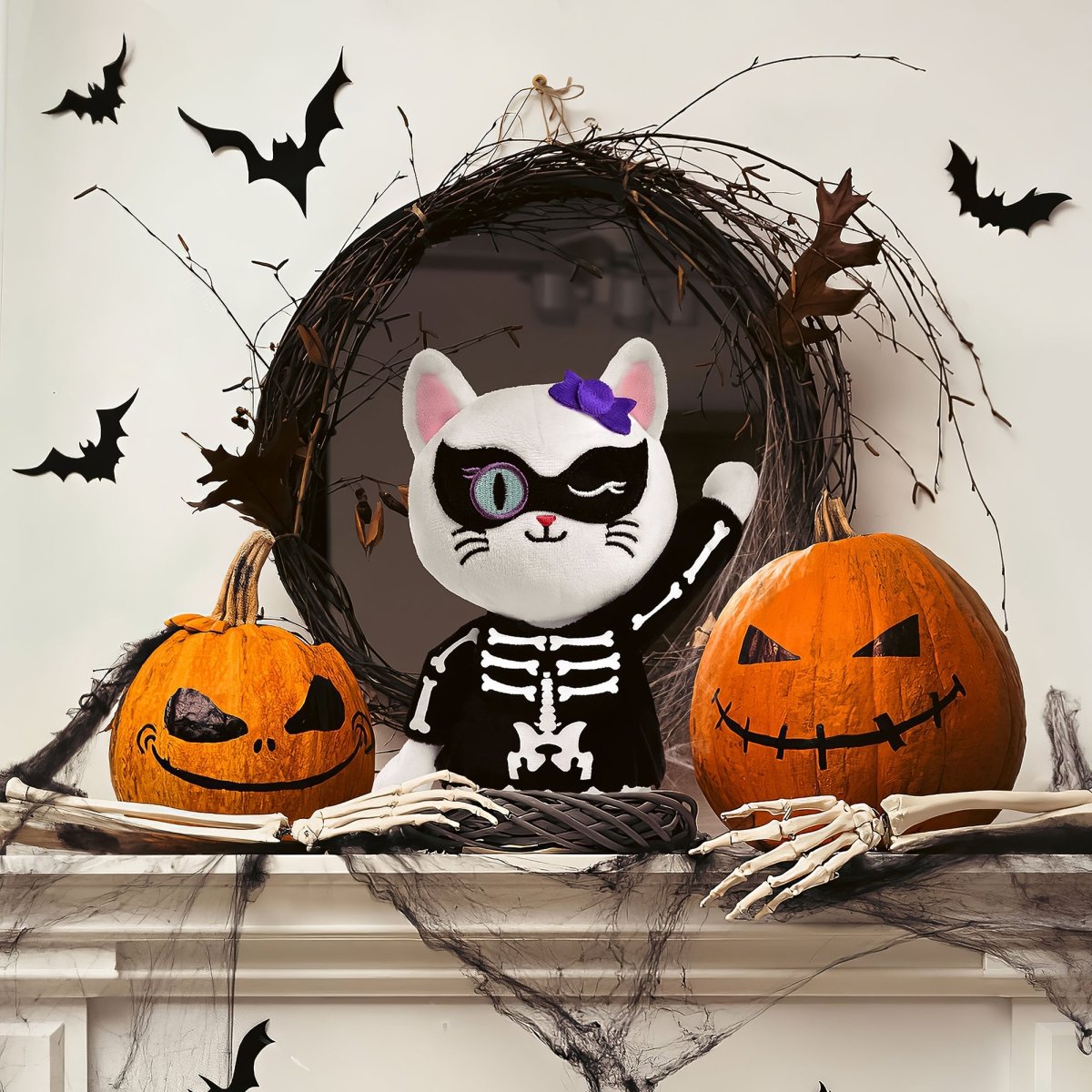 8 inch Tall Halloween Cat Plush Toy - PopFun