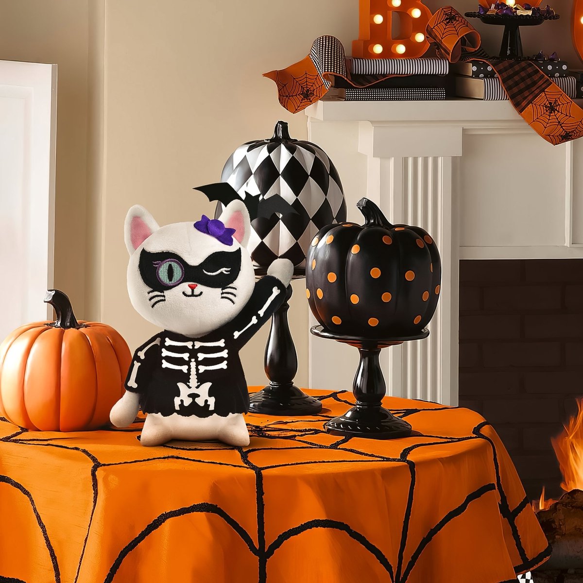 8 inch Tall Halloween Cat Plush Toy - PopFun