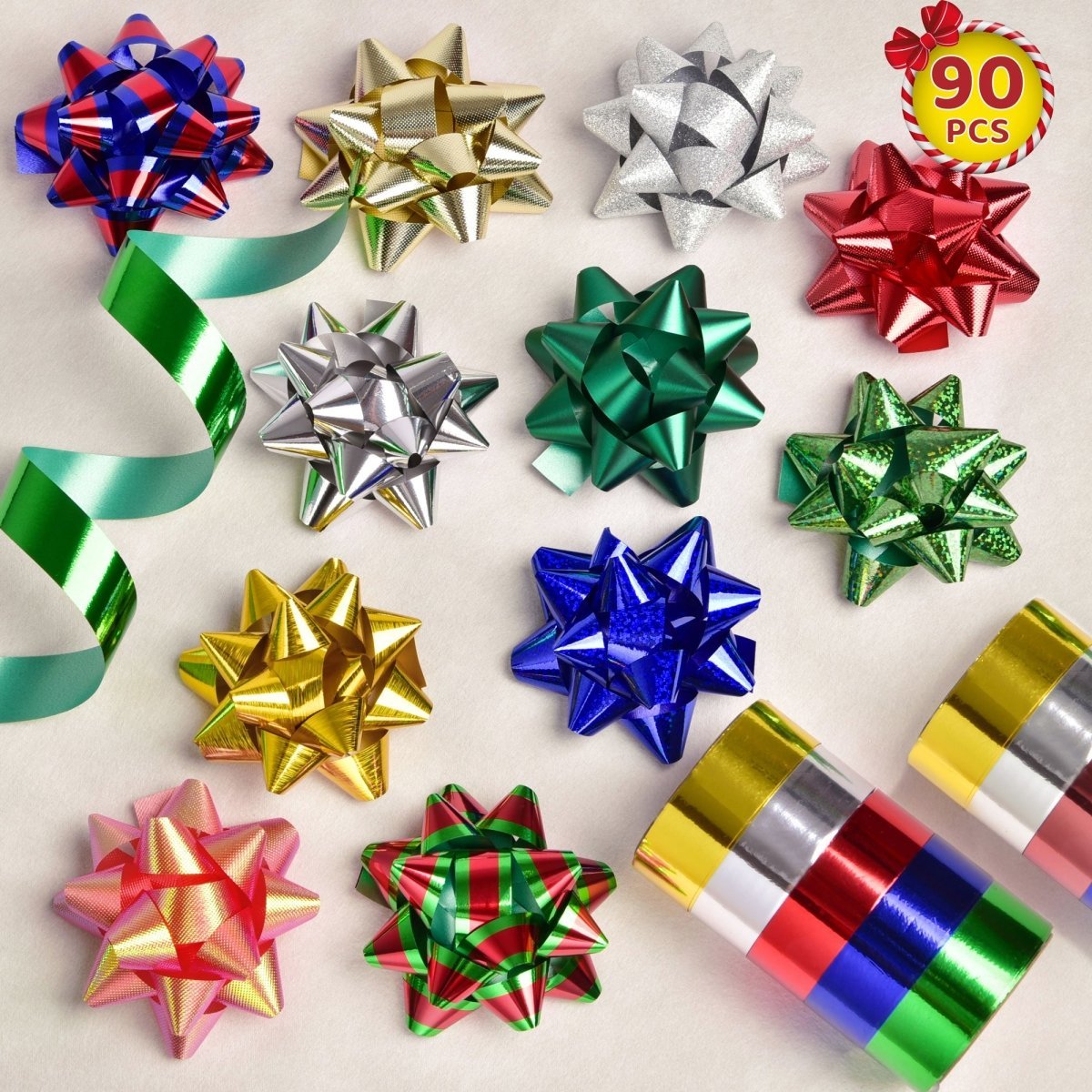 90PCS Christmas Assorted Gift Wrap Pull Bows - Wholesale - PopFun