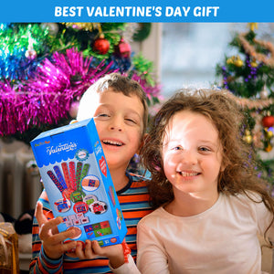 Kids Valentines Day Cards with Slap Bracelets and Stickers