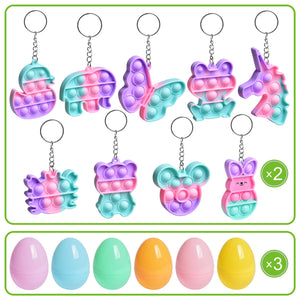 Easter Eggs with Fidget Pop Keychain 18pcs