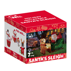 Long Santa's Sleigh Holiday Inflatable 7ft