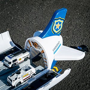 Airplane Toy with 6 Die-cast Police Toy Cars - PopFun