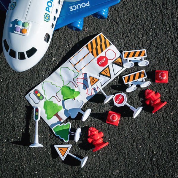 Airplane Toy with 6 Die-cast Police Toy Cars - PopFun