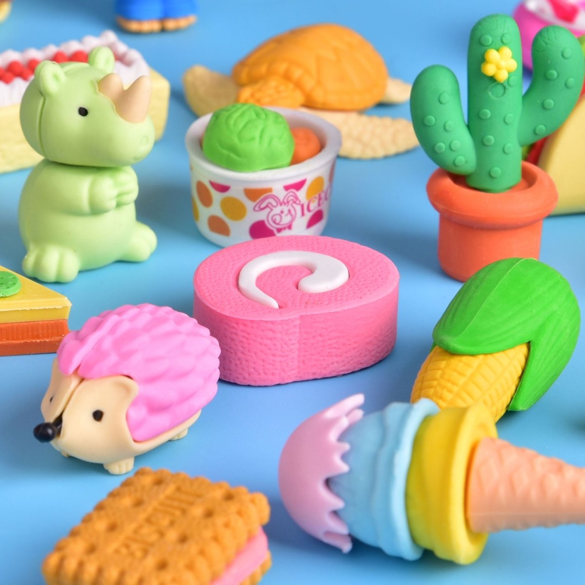 58 Pcs Animal & Food Erasers Gifts for Kids | PopFun
