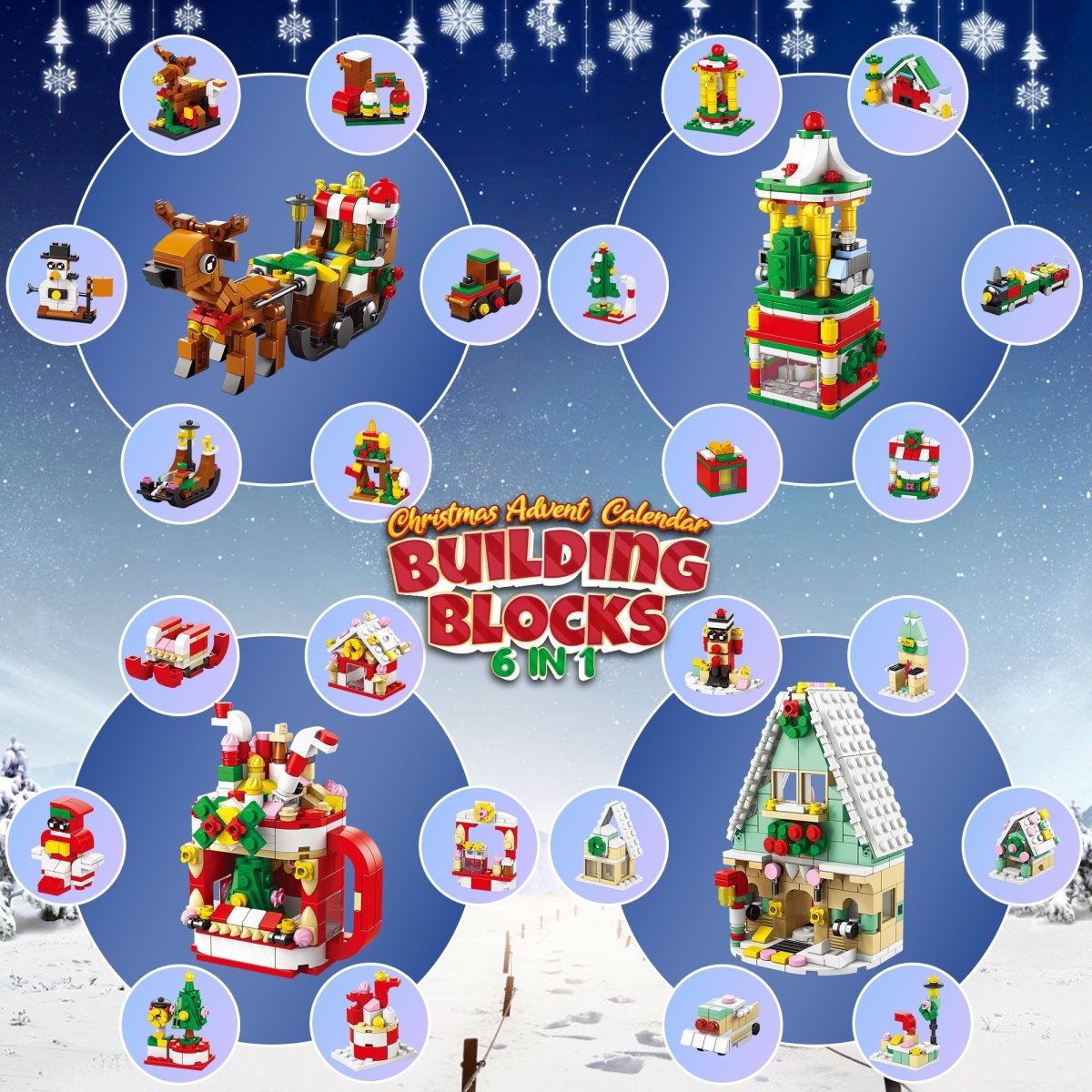 24 Sets Christmas Theme Building Blocks Advent Calendar PopFun