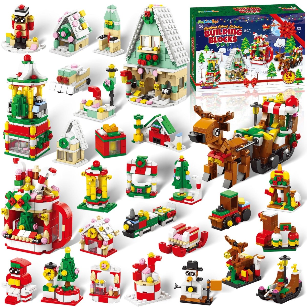 24 Sets Christmas Theme Building Blocks Advent Calendar PopFun