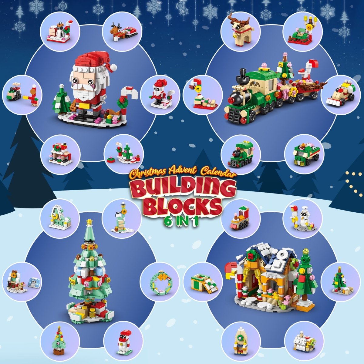 24 Sets Christmas Building Blocks Advent Calendar PopFun