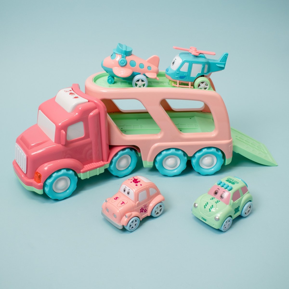 Cartoon Vehicles with Carrier Truck - PopFun