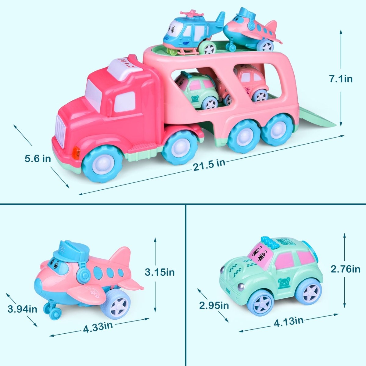 Cartoon Vehicles with Carrier Truck - PopFun