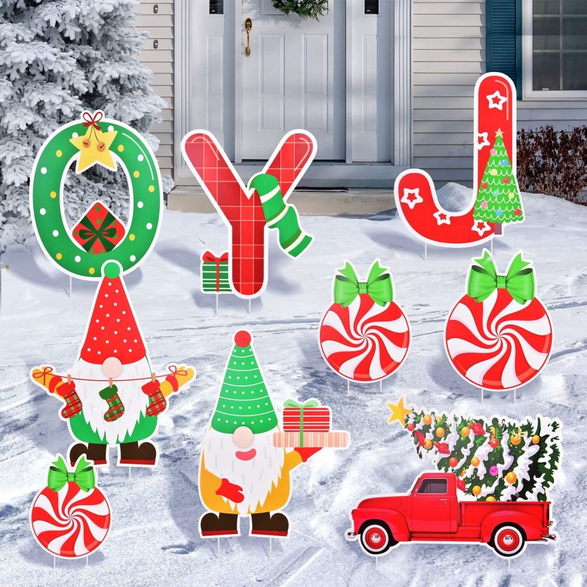Christmas JOY Candy Gnome Yard Signs - Wholesale - PopFun