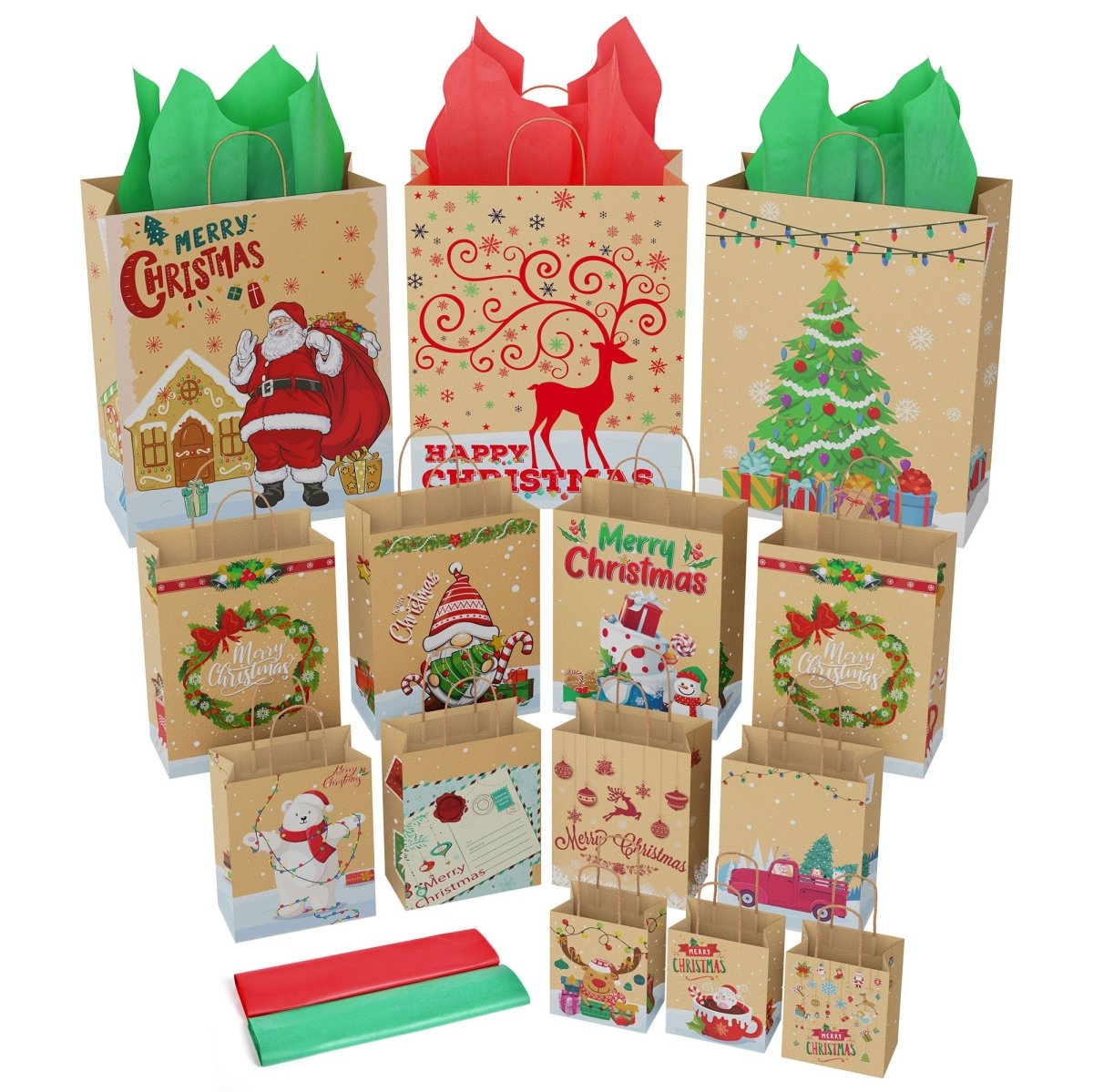 Christmas Kraft Paper Bags - PopFun