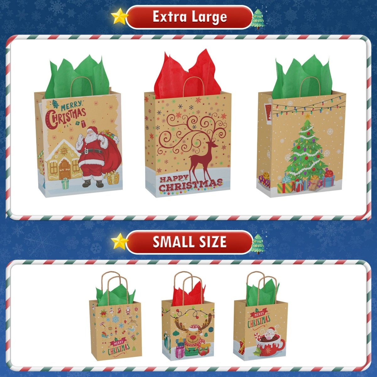 Christmas Kraft Paper Bags - PopFun