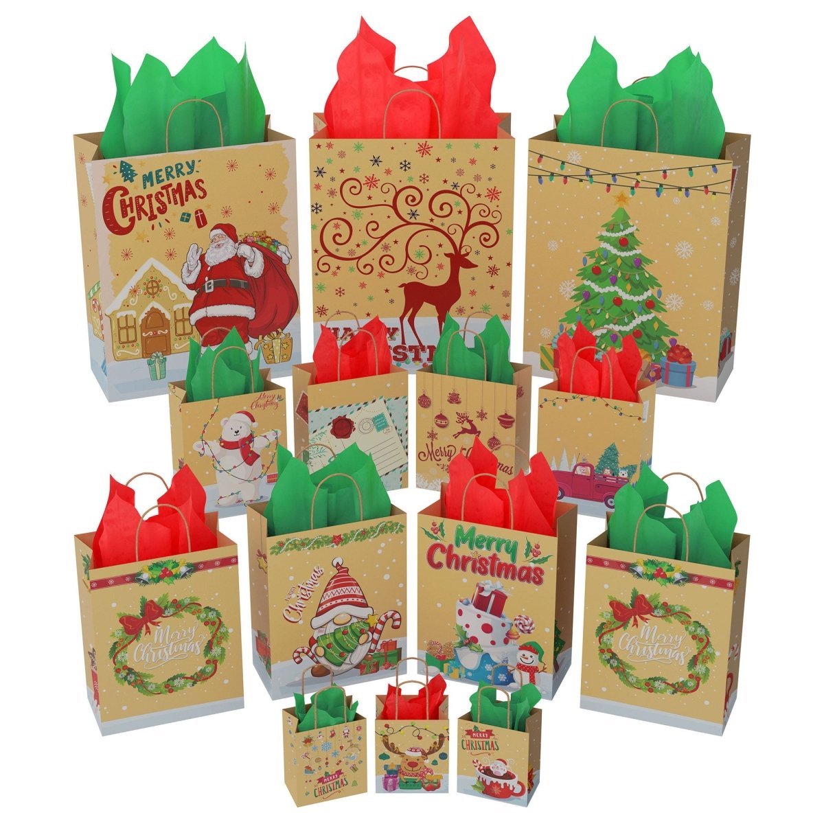 Christmas Kraft Paper Bags - PopFun