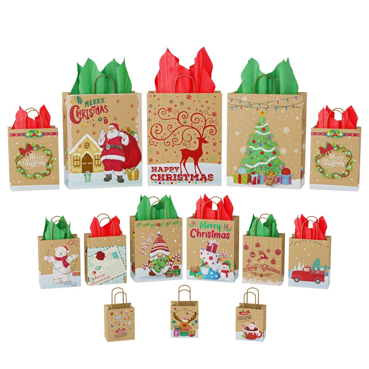 Christmas Kraft Paper Bags - PopFun