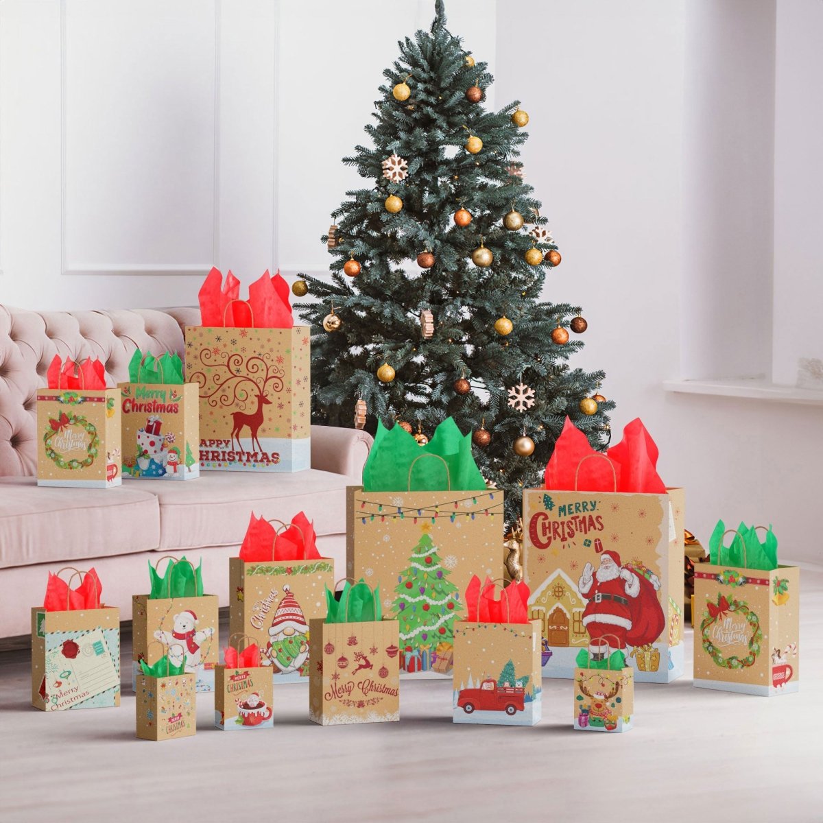Christmas Kraft Paper Bags - PopFun