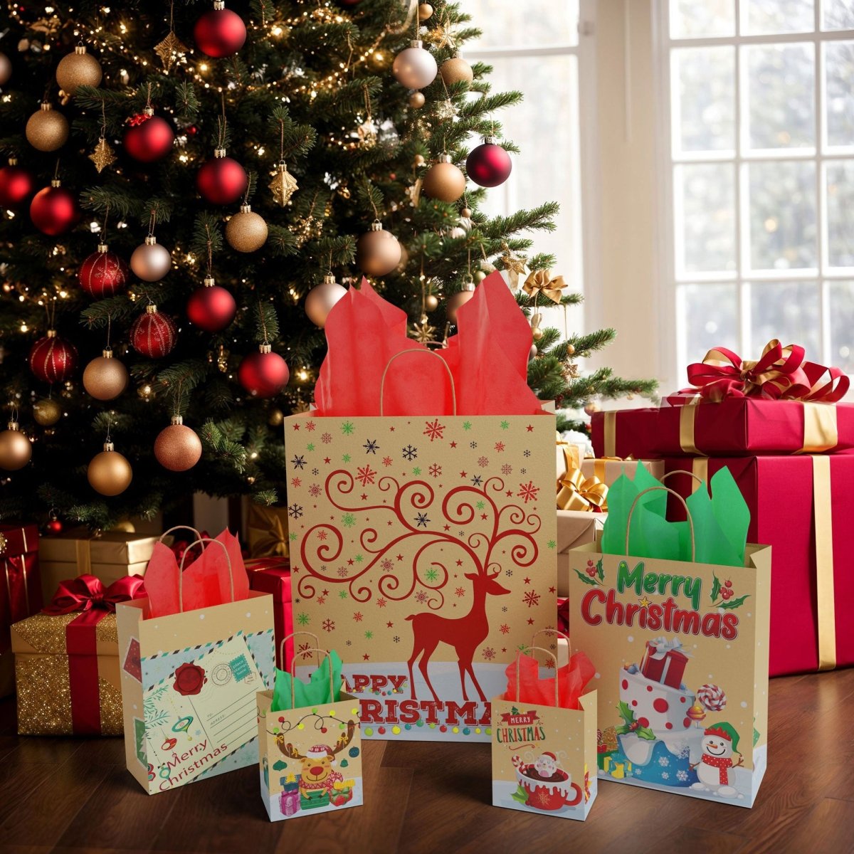Christmas Kraft Paper Bags - PopFun