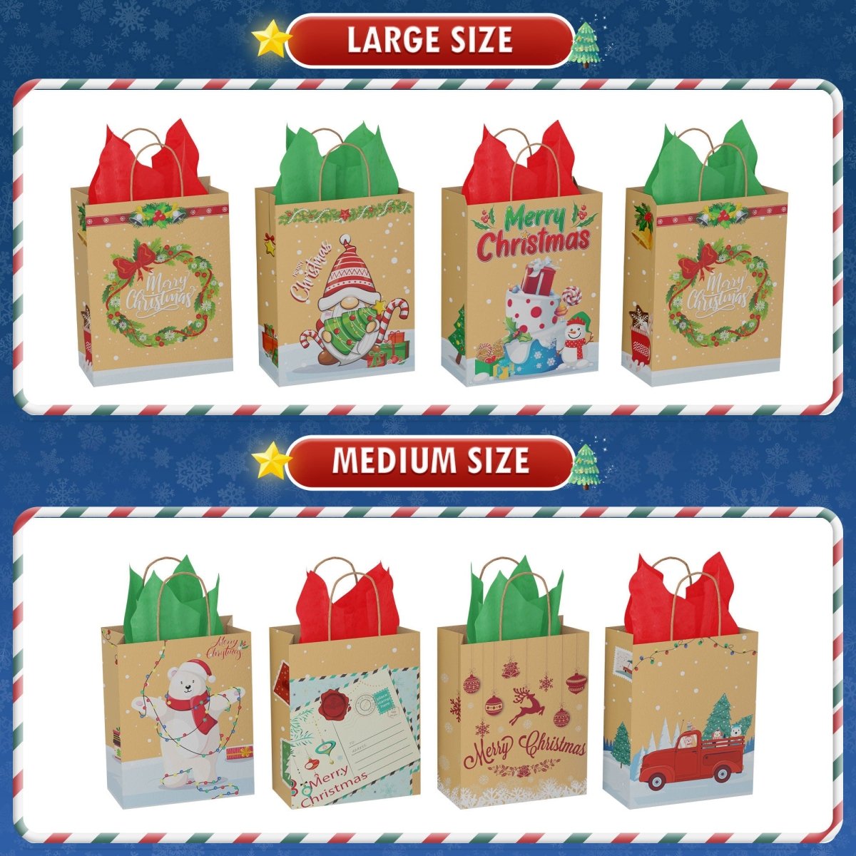 Christmas Kraft Paper Bags - PopFun