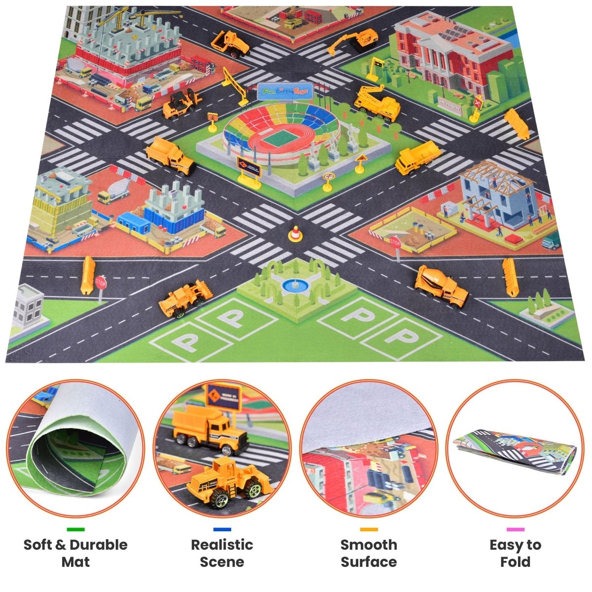 Construction Vehicles Playmat Set - PopFun