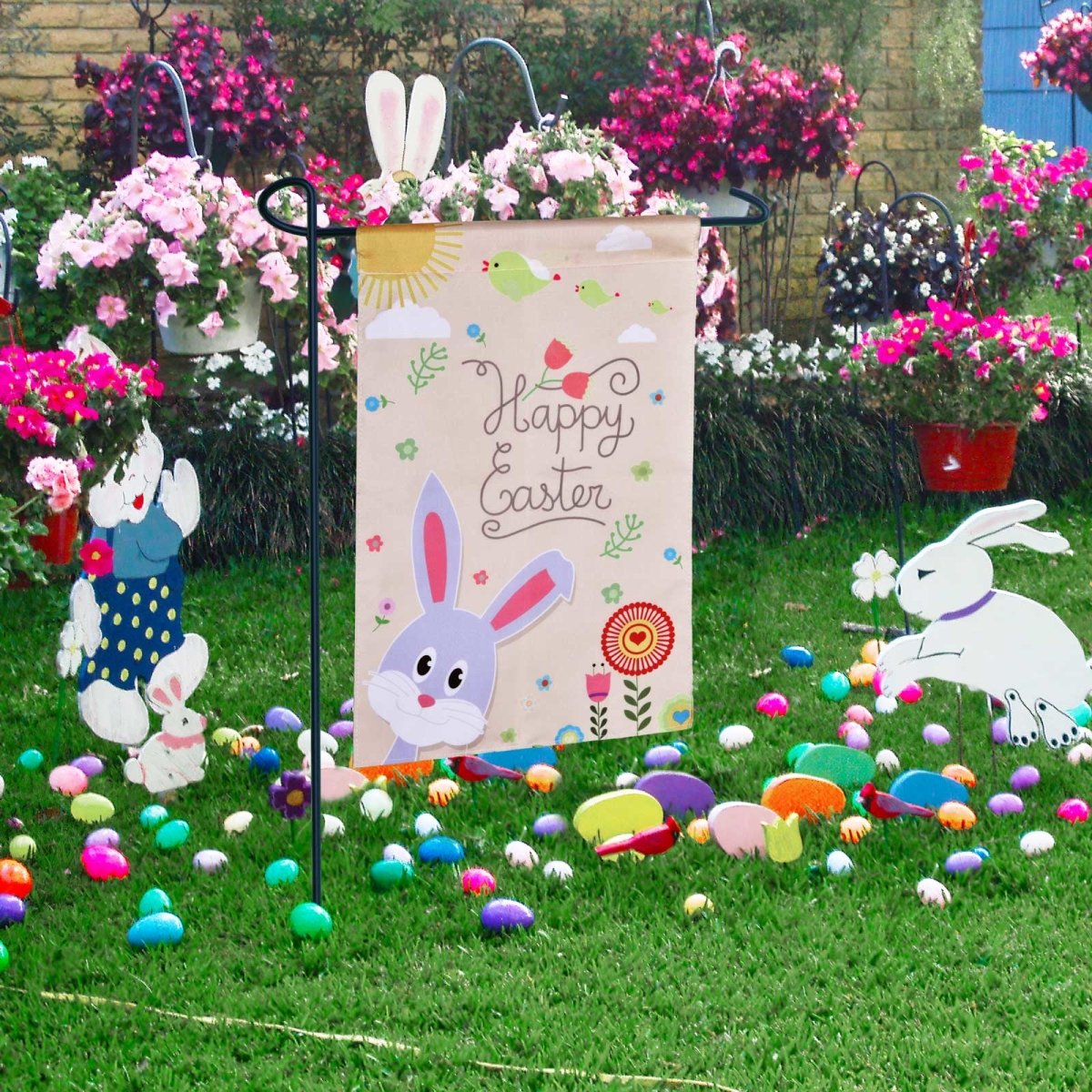 Cute Bunny Easter Garden Flag | PopFun