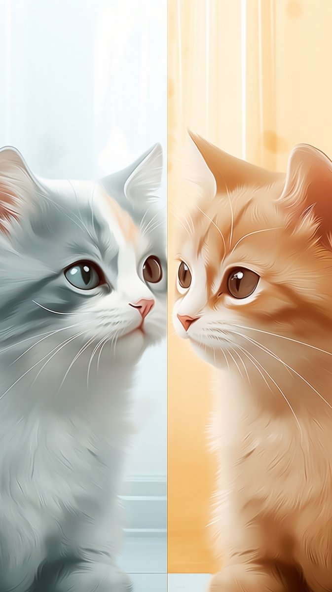 Digital Wallpaper: 3D Cartoon Cute Cat Couple - PopFun