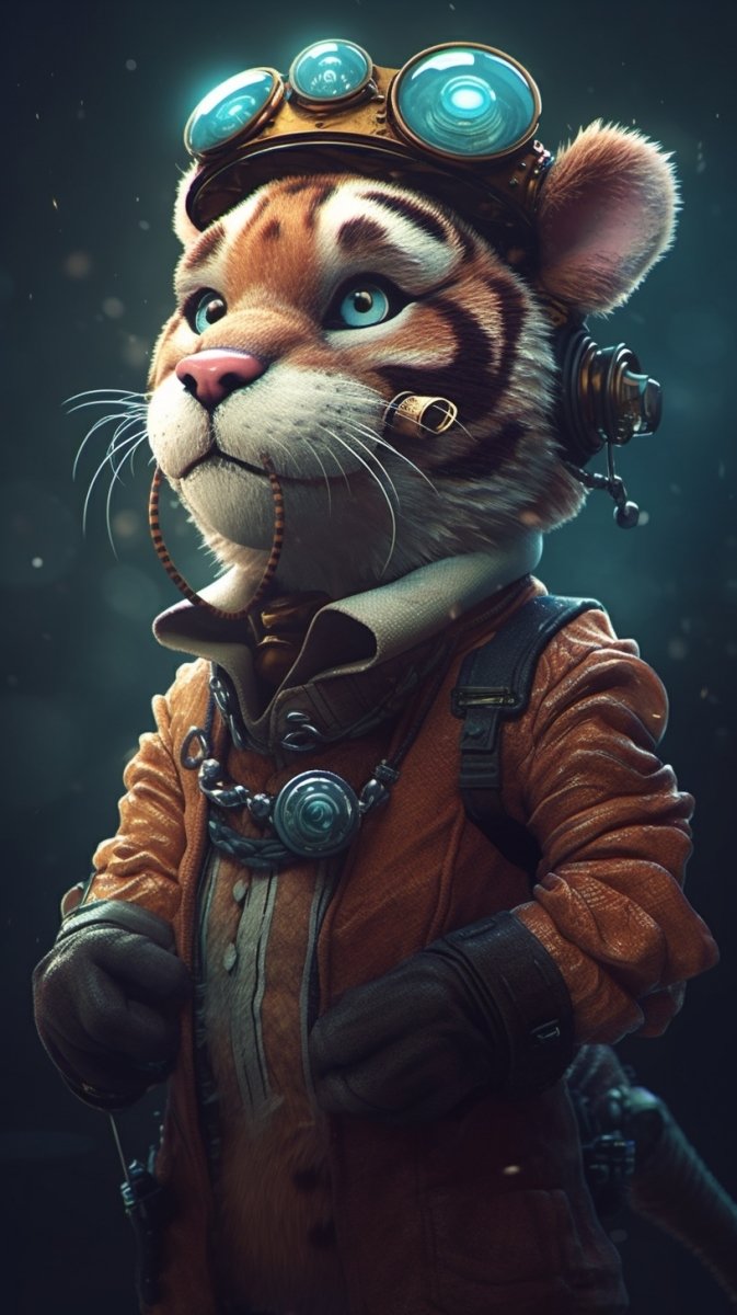 Digital Wallpaper: 3D Cartoon Futuristic Tiger - PopFun