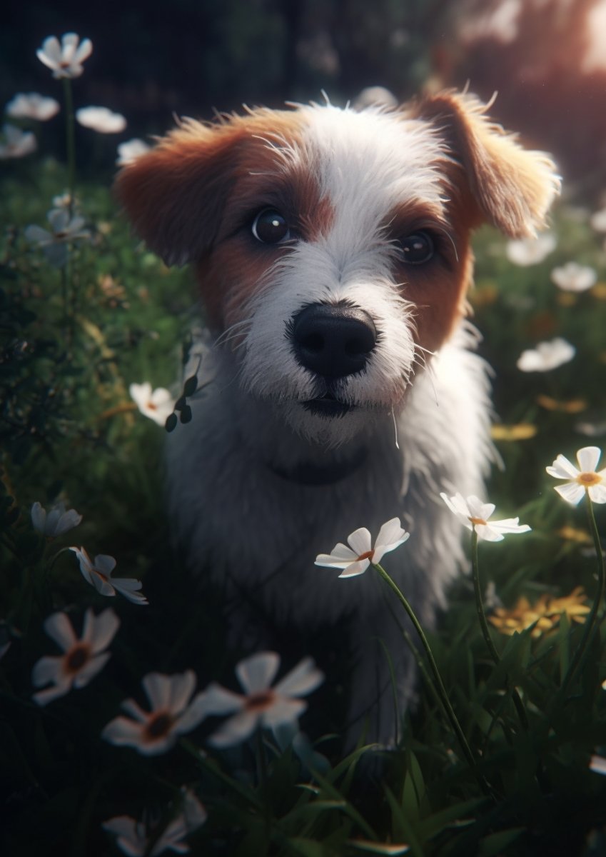 Digital Wallpaper: 3D Cartoon Puppy in the Wild - PopFun