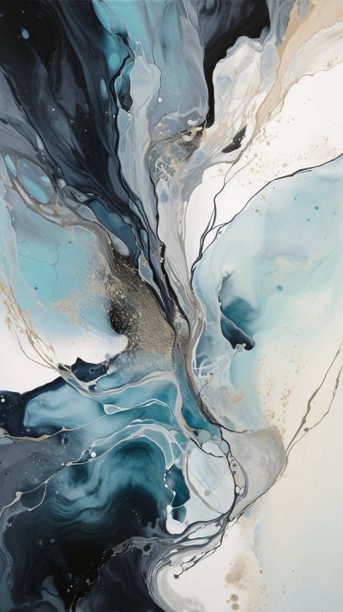 Digital Wallpaper: Abstract Blue Marble Paint - PopFun