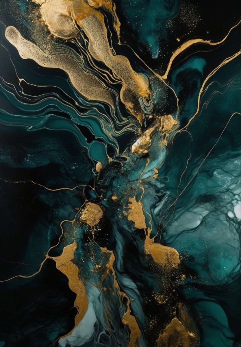 Digital Wallpaper: Abstract Green Marble Paint - PopFun