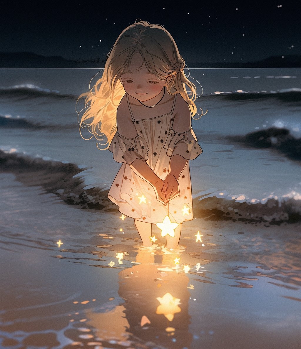 Digital Wallpaper: Cartoon Girl Holding Stars - PopFun