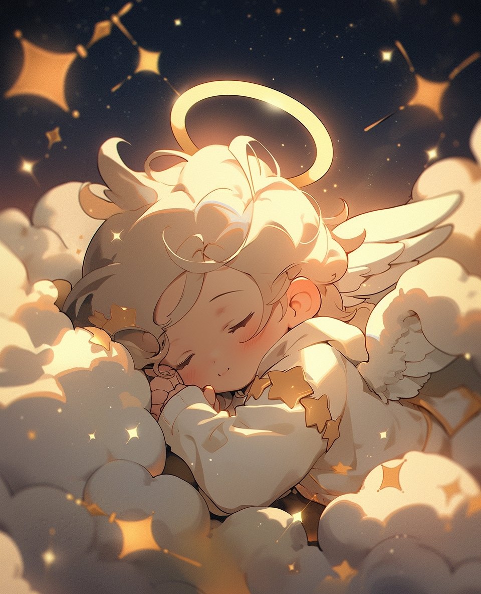 Digital Wallpaper: Cartoon Gold Sleeping Angle - PopFun