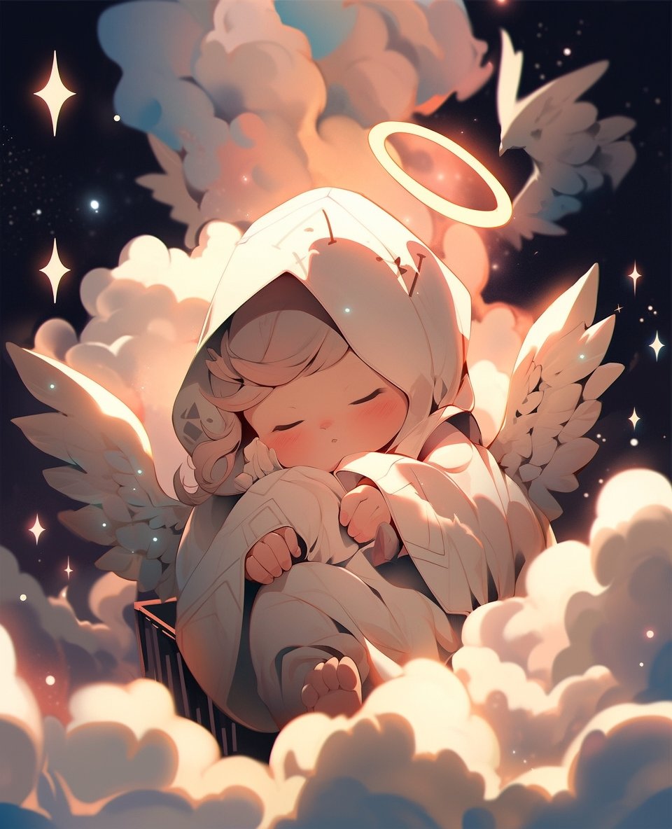 Digital Wallpaper: Cartoon Pink Sleeping Angle - PopFun