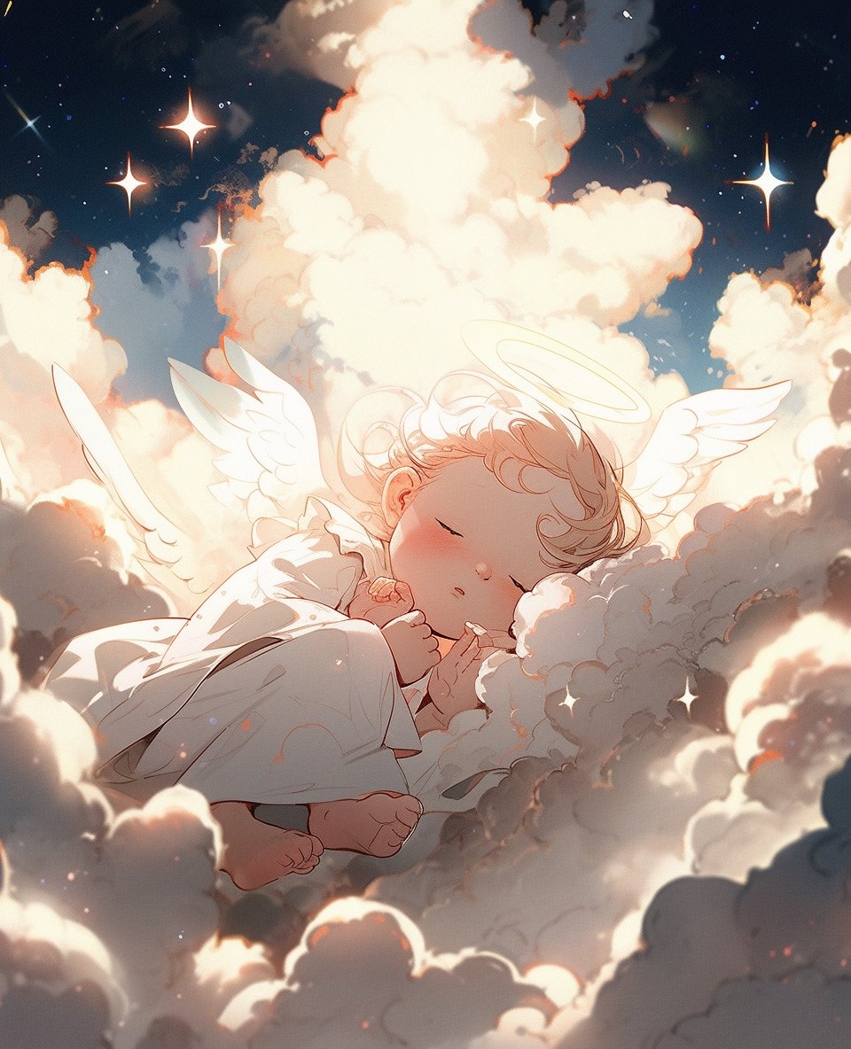 Digital Wallpaper: Cartoon White Sleeping Angle - PopFun