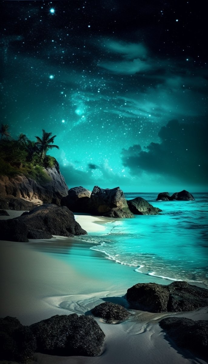 Digital Wallpaper: Photography Starry Palm Beach - PopFun