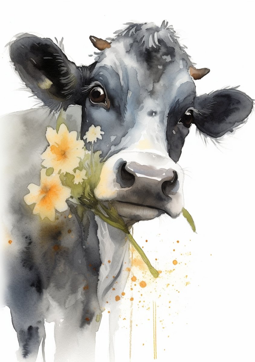 Digital Wallpaper: Watercolor Cow - PopFun