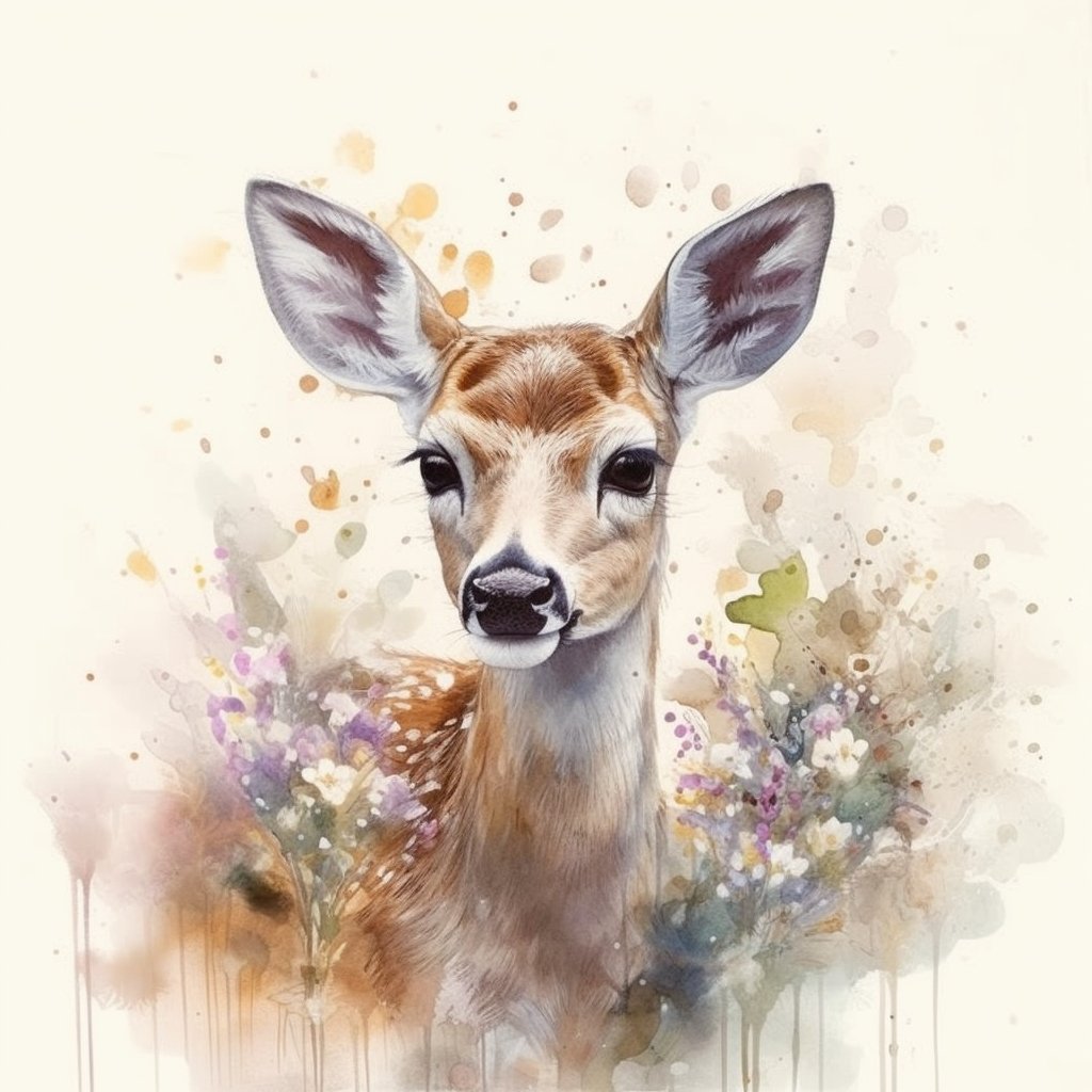 Digital Wallpaper: Watercolor Reindeer - PopFun