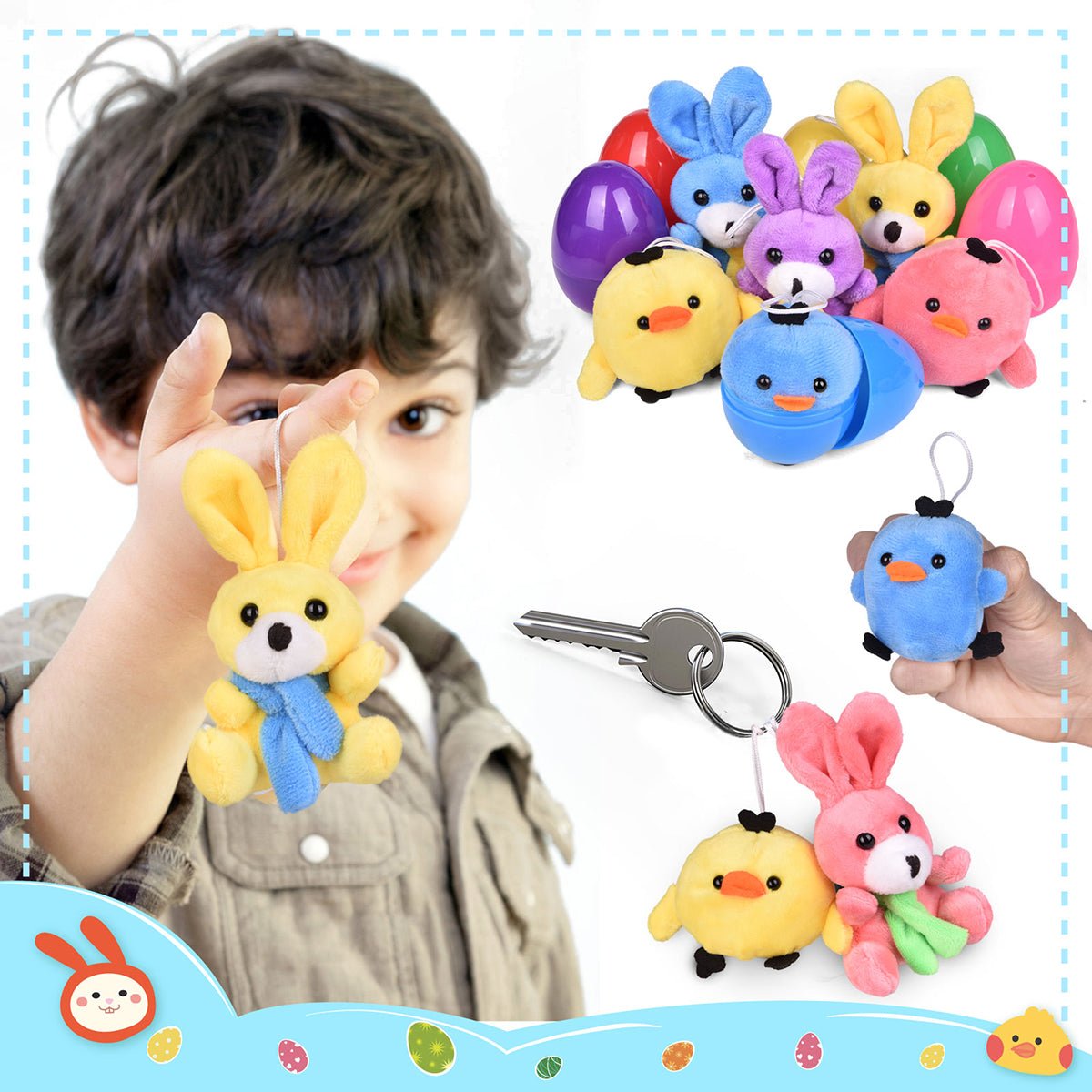Easter Egg Prefilled With Bunny and Chicken Plush 12 Pcs - PopFun