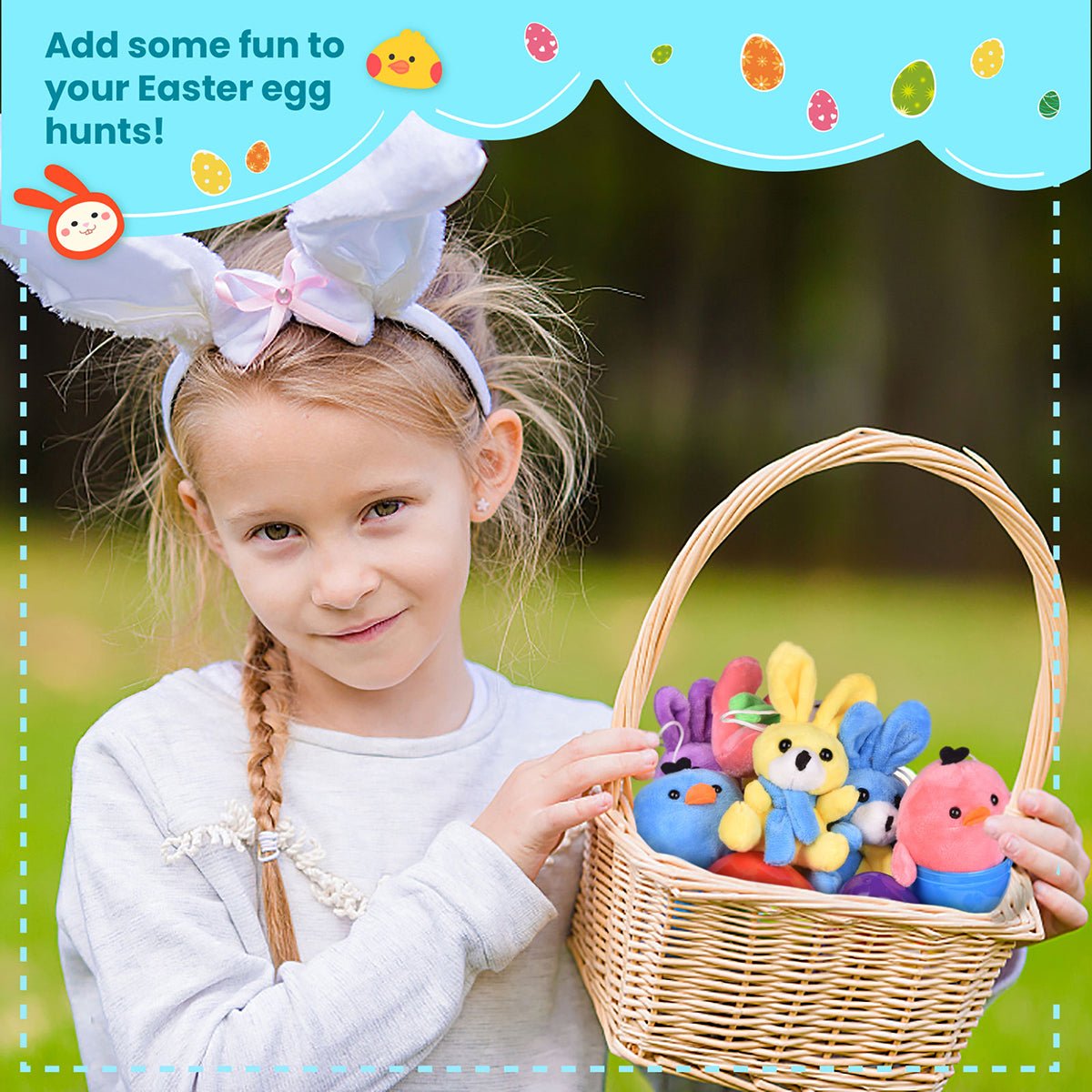 Easter Egg Prefilled With Bunny and Chicken Plush 12 Pcs - PopFun