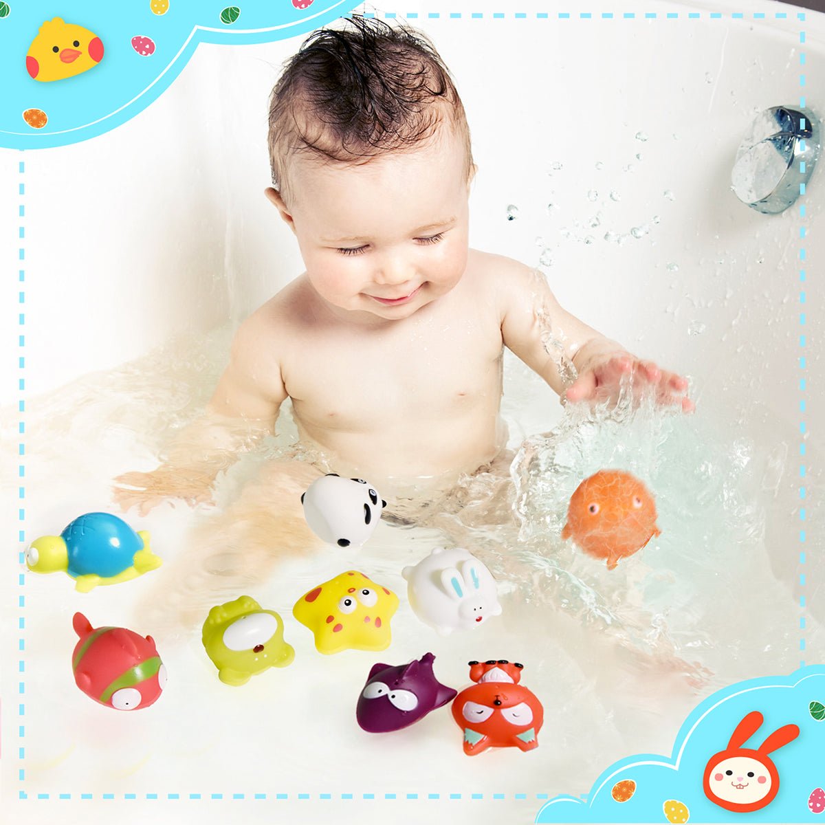 Easter Eggs Prefilled with Animal Bath Toys 12 Pcs - PopFun