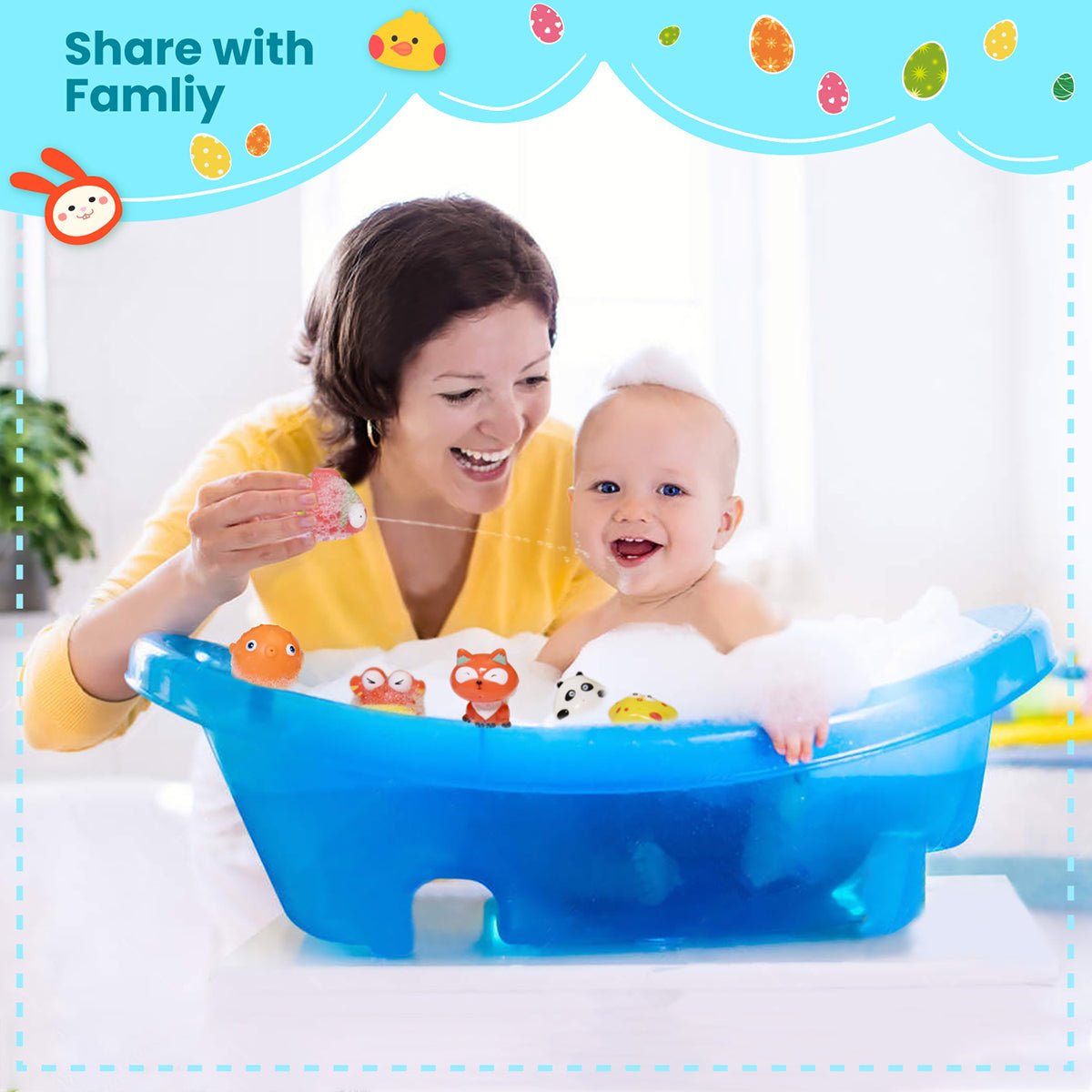 Easter Eggs Prefilled with Animal Bath Toys 12 Pcs - PopFun