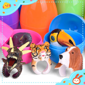 Easter Eggs Prefilled with Animal Rings 24 Pcs - PopFun