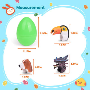 Easter Eggs Prefilled with Animal Rings 24 Pcs - PopFun