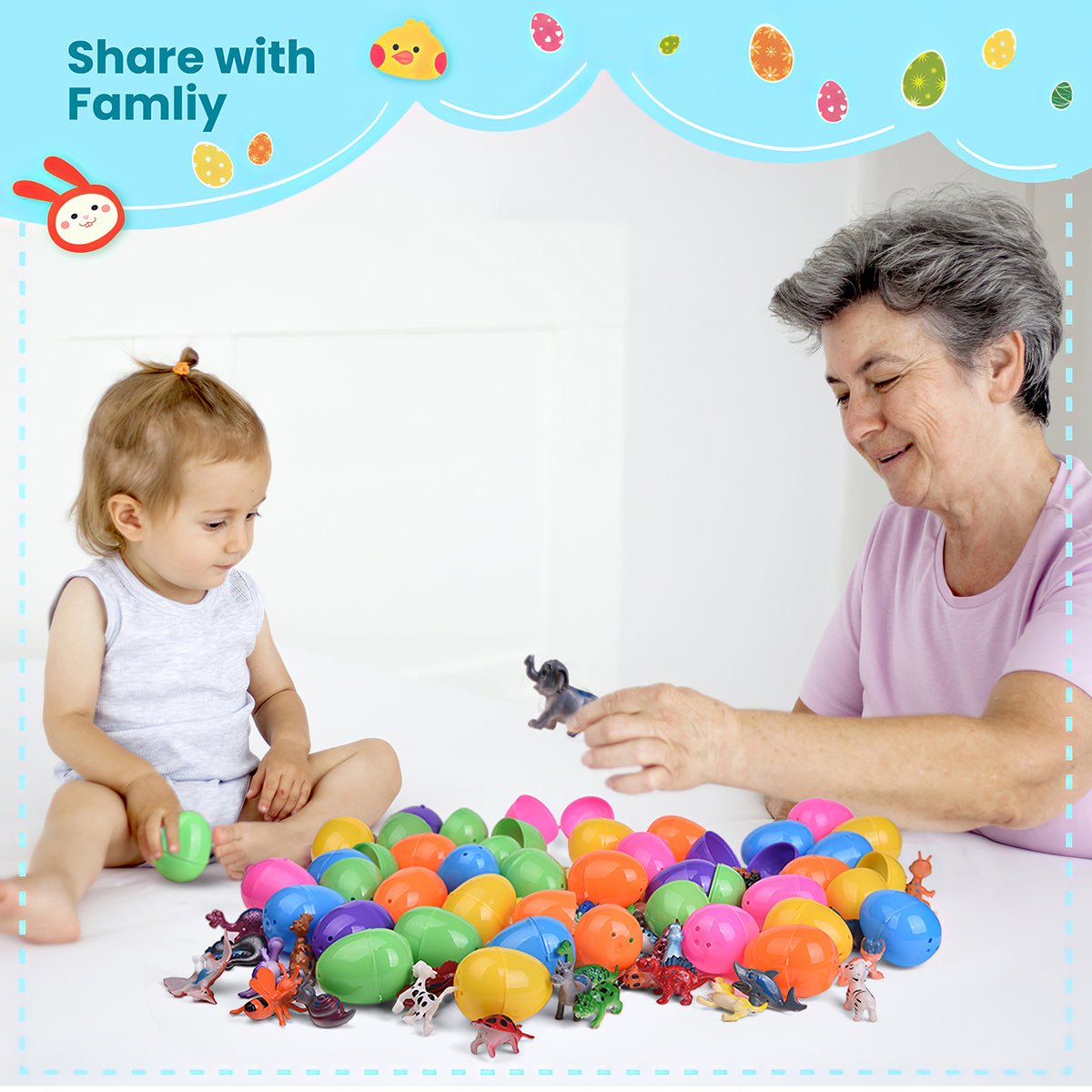 Easter Eggs Prefilled with Animal Toys 50 Pcs - PopFun