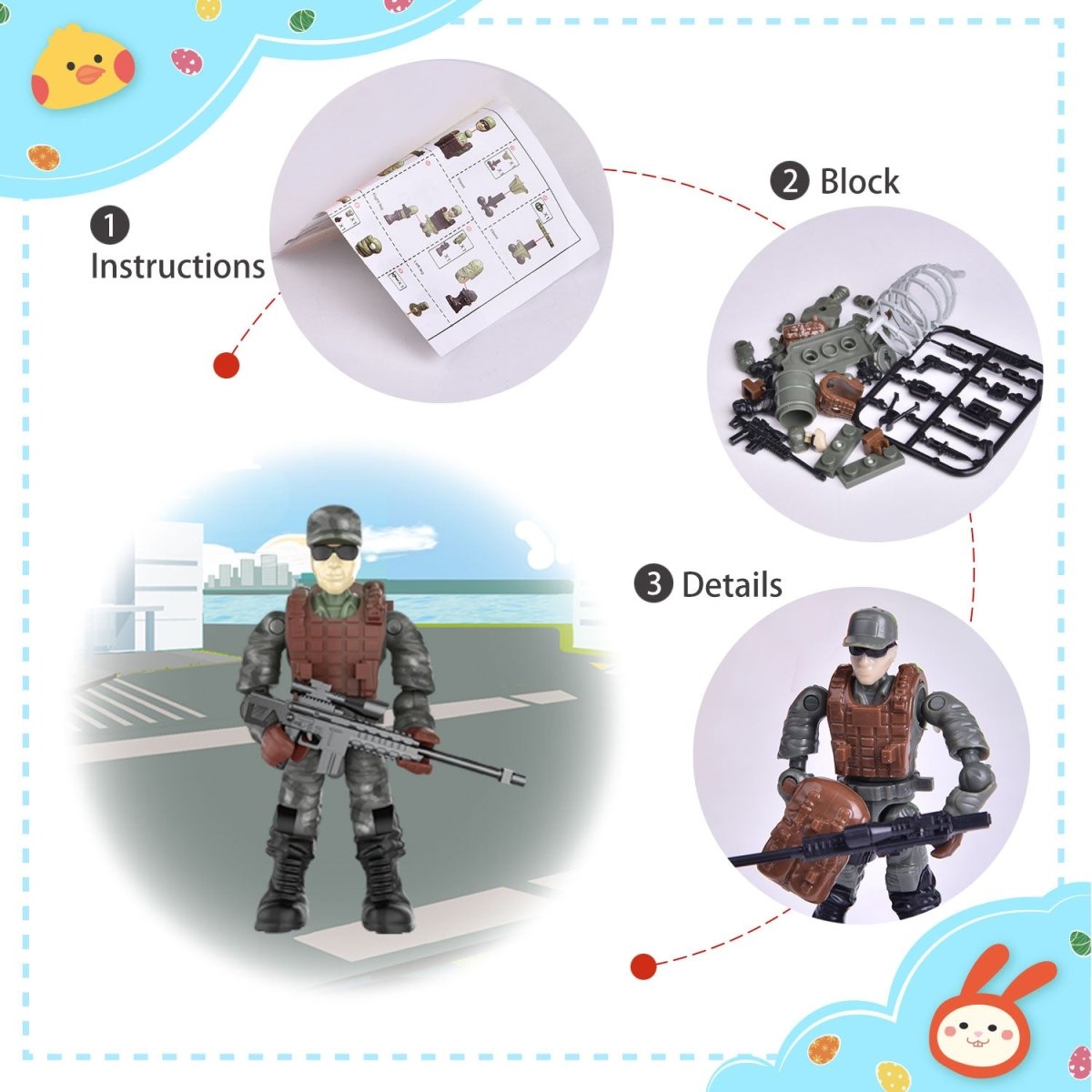 Easter Eggs Prefilled with Army Men Action Figures 18 Pcs - PopFun