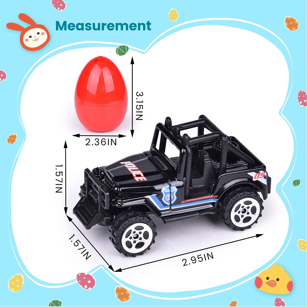 Easter Eggs Prefilled with Assorted Vehicle Toys 12 Pcs - PopFun