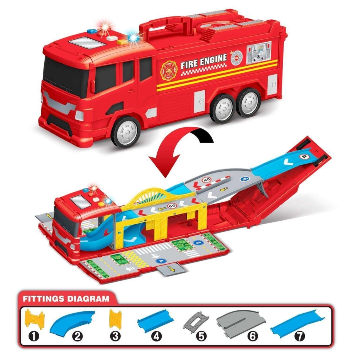 Electric Fire Truck with Carrier - PopFun